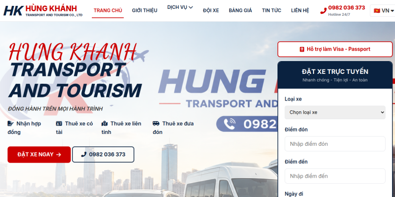 Bản xem trước website Công Ty Du Lịch Hùng Khánh