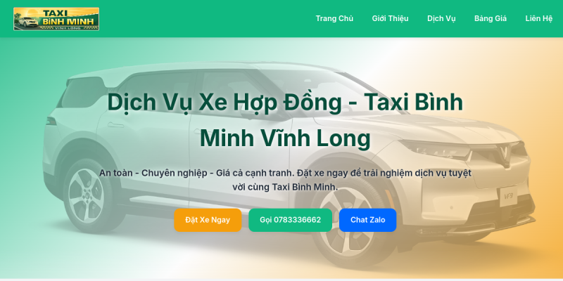 Bản xem trước website Dịch Vụ Taxi Bình Minh