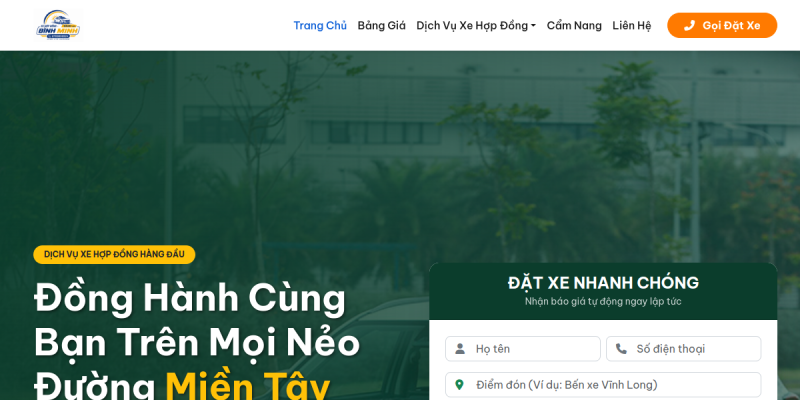Bản xem trước website Taxi Bình Minh Giá Rẻ
