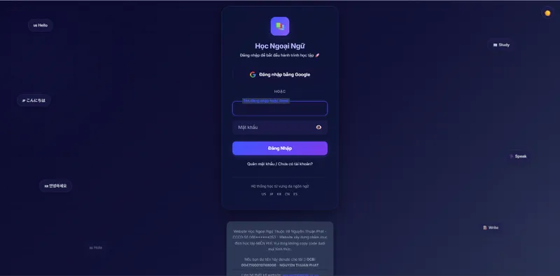 Bản xem trước website Học Ngoại Ngữ