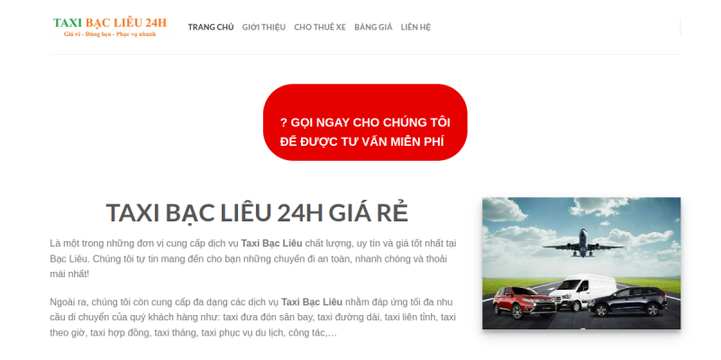 Bản xem trước website Taxi Điện Bạc Liêu