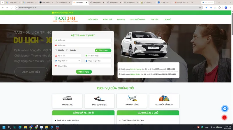 Bản xem trước website Taxi Đức Trọng Giá Rẻ