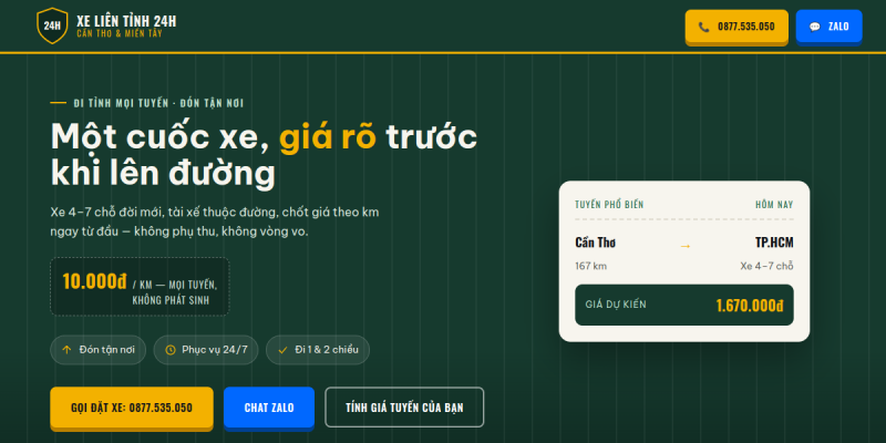 Bản xem trước website Thuê Xe Cần Thơ 365