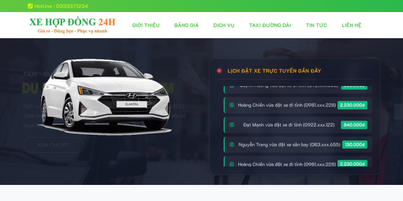 Bản xem trước website Xe Hợp Đồng Cần Thơ